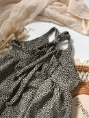 Allday romper Sommer Sommeroutfit Schleife auf dem rückenLeopardenmuster Leoprint Leomsuter braun schwarz handmade lockerer sitz baby kind mädchenoutfit hejleen kidswear handmade