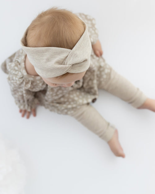 Knotenstirnband Stirnband beige meliert gerippt handmade hejleen kidswear