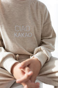 Ciao Kakao Oversized Sweater Pullover bestickt beige meliert Handmade Jungs Mädchen outfit creme hejleen kidswear baby kinder