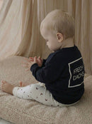 Frechdachs Oversized Sweater Statement auf dem Rücken Rückenprint Trend cooles outfit Mond leggings Moon anthrazit schwarz handmade hejleen kidswear baby kind