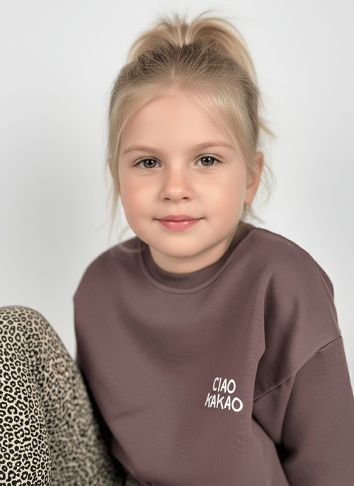 Ciao Kakao Overized Sweater Pullover in braun Outfit Leggings und Beanie Mütze in  beige Karamell Handmade für Baby Kind hejleen kidswear
